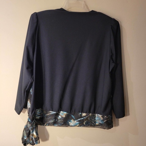 Another Thyme Vintage Metallic Floral Wrap Blouse Size 18 - Picture 2 of 5